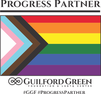 Image of the Progress Pride Flag, Text above it says 